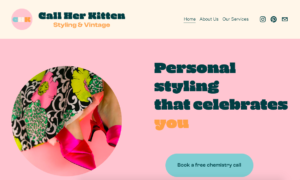 Screenshot of the Call Her Kitten website homepage