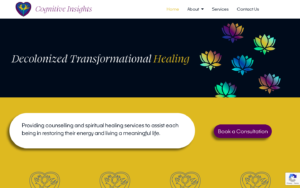 Screenshot of Cognitive Insights Counselling home page, designed and developed by frances may design.
