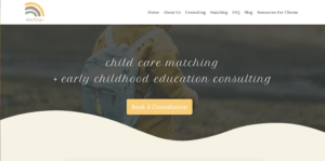 Screenshot of the website home page for Darling Child Care+